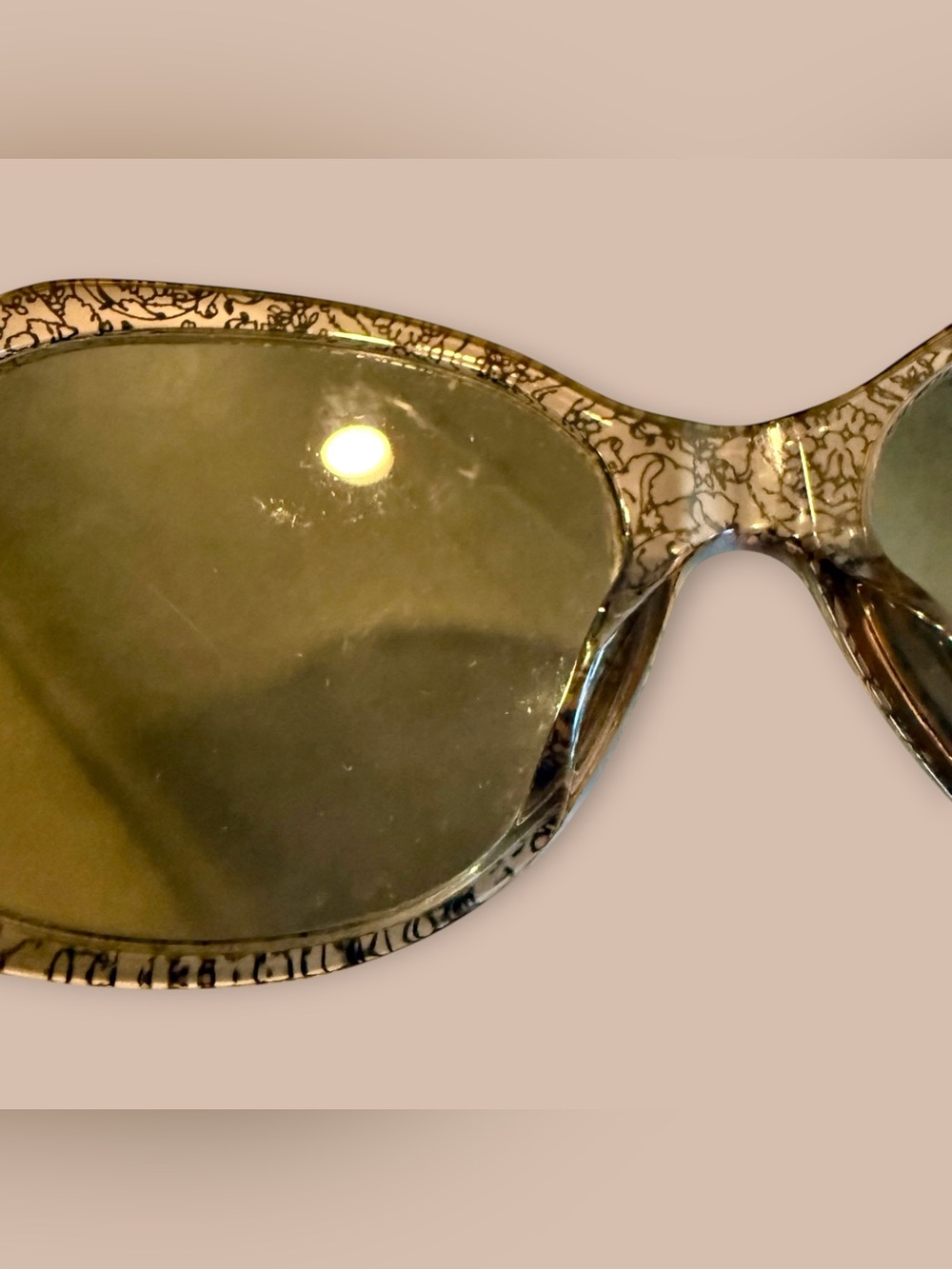 Versace Sunnies in Black & Gray Pattern, Oval Sunglasses, Versace Medusa Sleeve - Picture 9 of 16